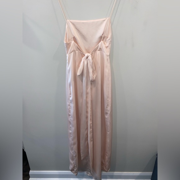 Sabo Skirt Champagne Satin Front Slit Low Back Long Dress Square Neck Size S - Picture 6 of 7